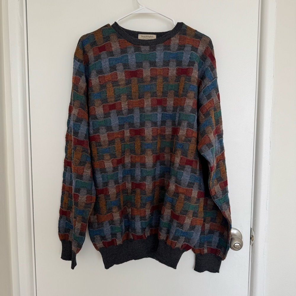 Vintage Coogi Style Ed Bassmaster Pure Marino Wool Sweater Size LT